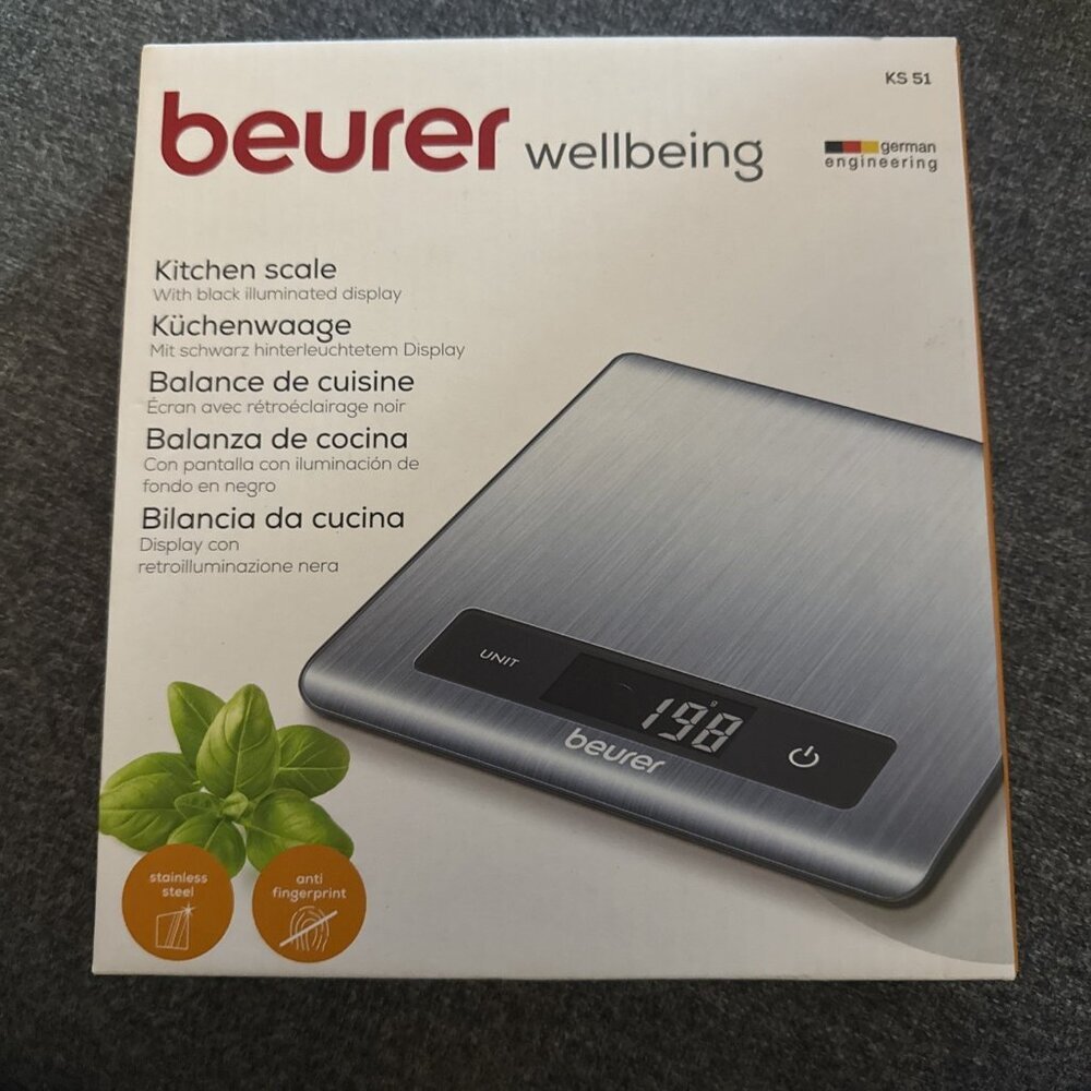 Beurer wellbeing kitchen scale. German engineering. New in box.